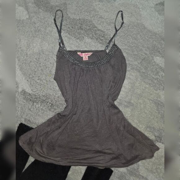 Candie's Gray Beaded Spaghetti Strap Cami Tank Top - Size Small - Picture 1 of 3